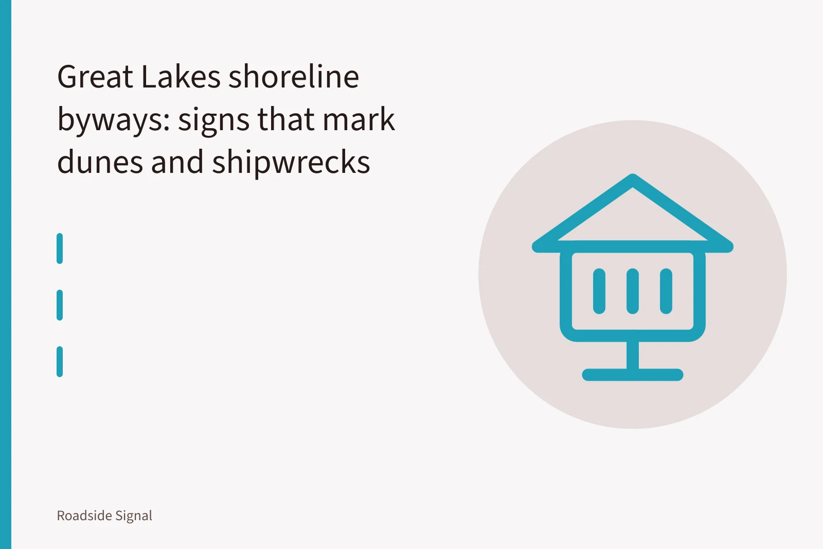 Scenic overlook sign at Sleeping Bear Dunes above Lake Michigan. Great Lakes shoreline byways: signs that mark dunes and shipwrecks