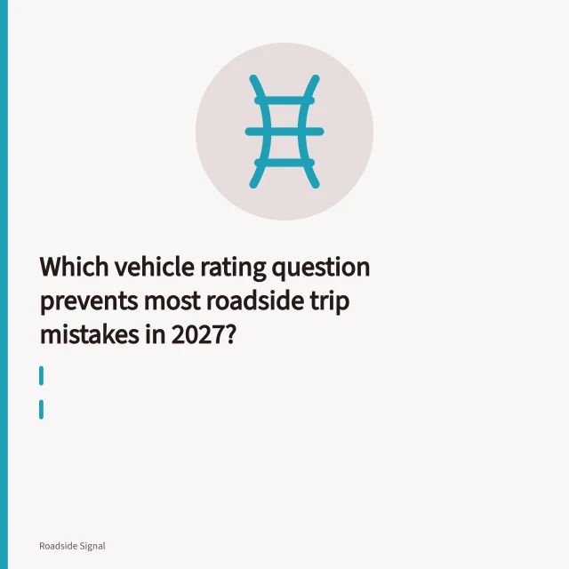 Unpaved high-clearance back country byway winding through dry Arizona hills. Which vehicle rating question prevents most roadside trip mistakes in 2027?