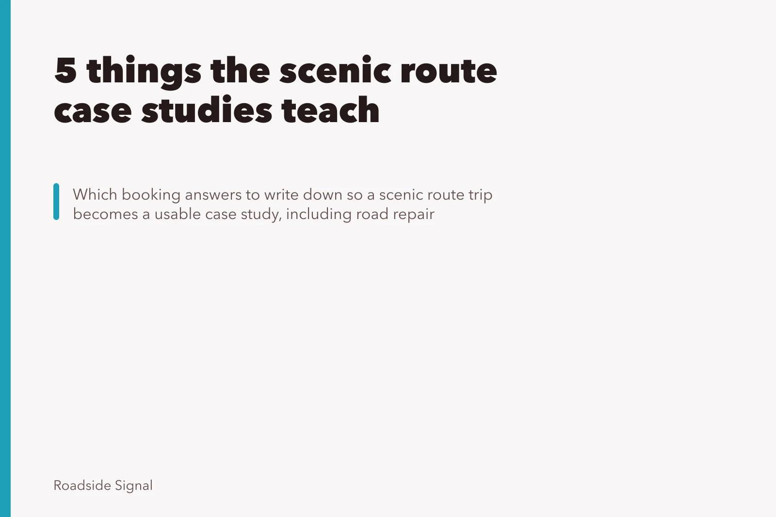 Cracked paved loop road through New Mexico canyon country with repair patches. 5 things the scenic route case studies teach