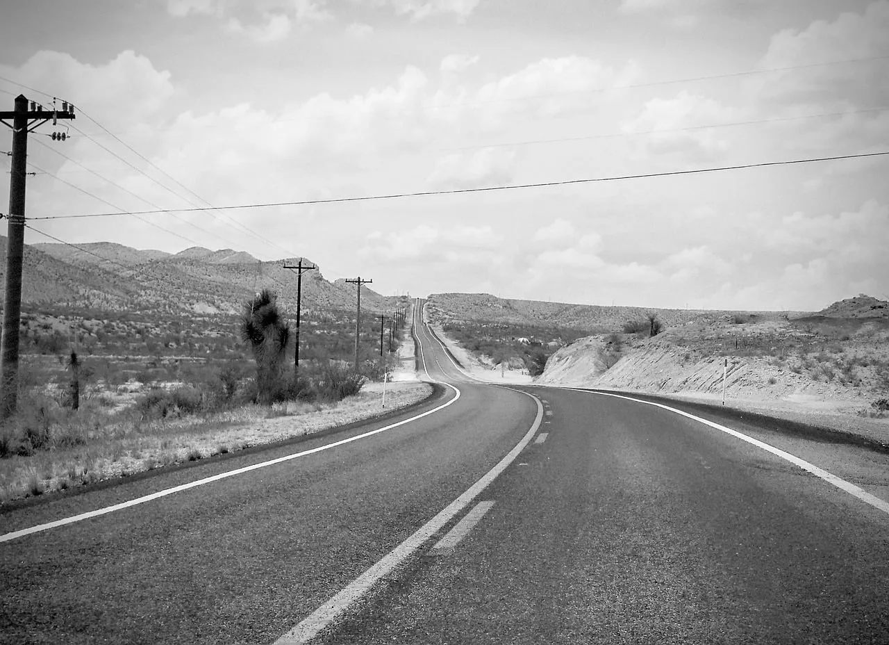 road, desert, highway, black and white, nature, road marking, telephone pole, sky, mountains, landscape, asphalt, desert landscape, travel, uninhabited, weekend getaway, deserted, expedition, adventure, solitude, panoramic view. Quebradas Back Country Byway: five planning mistakes