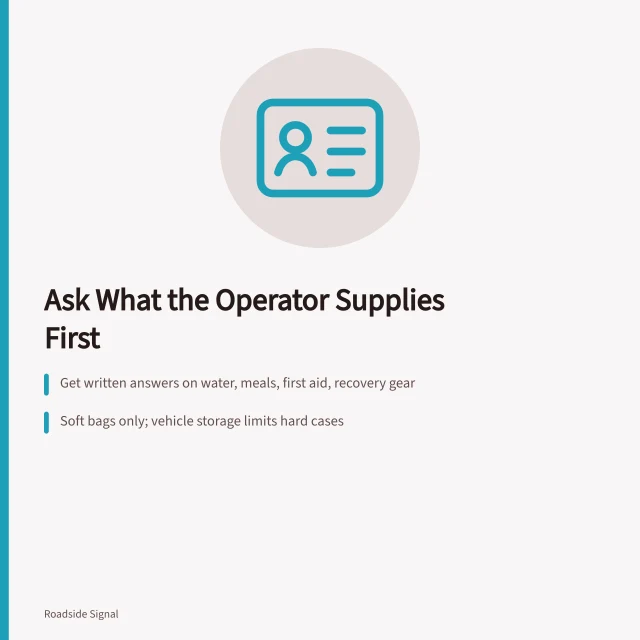 Packing checklist for guided road trip tours and shared vehicles. Ask what is supplied before packing for road trip tour companies trips