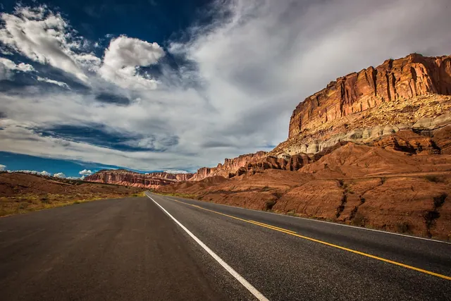 road, utah, rocks, wanderlust, travel, scenery, road trip, trip, clouds, usa, nature, landscape, america, park, red, scenic, sky, desert, stone, sandstone, tourism, mountain, natio