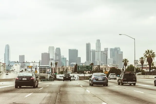 highway, cars, traffic, nature, vehicles, towers, buildings, skyscrapers, los angeles, downtown, center, freeway, office center, city, megalopolis, business centre, architecture, o